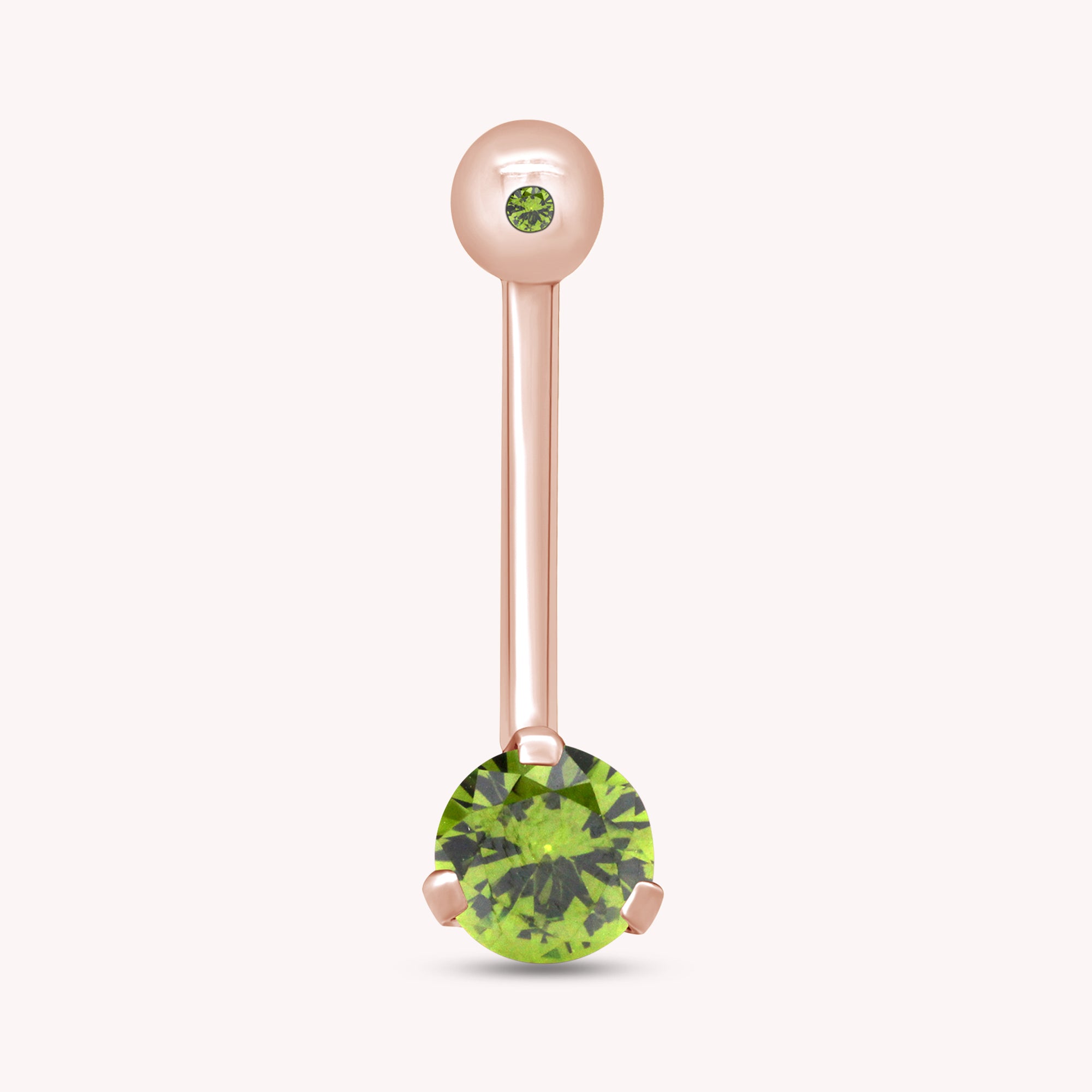 Internally Threaded Belly Button Navel Ring in 14K Gold Over Sterling Silver