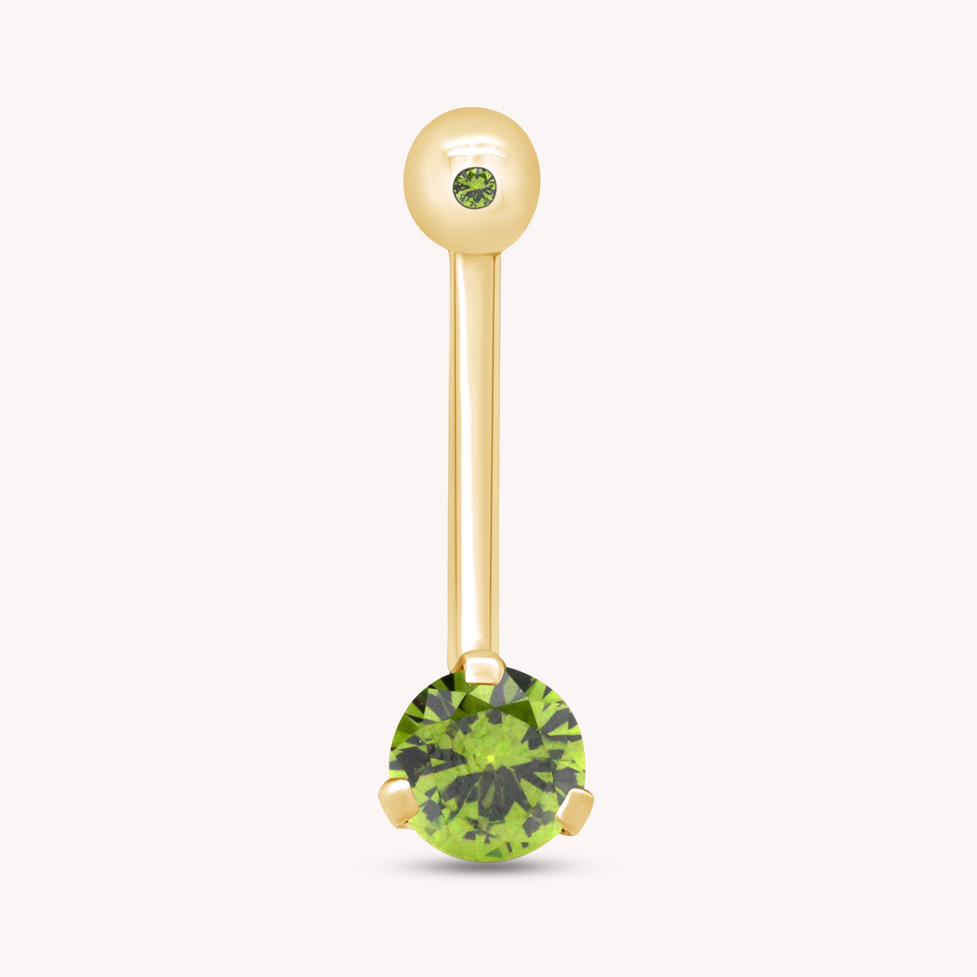 Internally Threaded Belly Button Navel Ring in 14K Gold Over Sterling Silver
