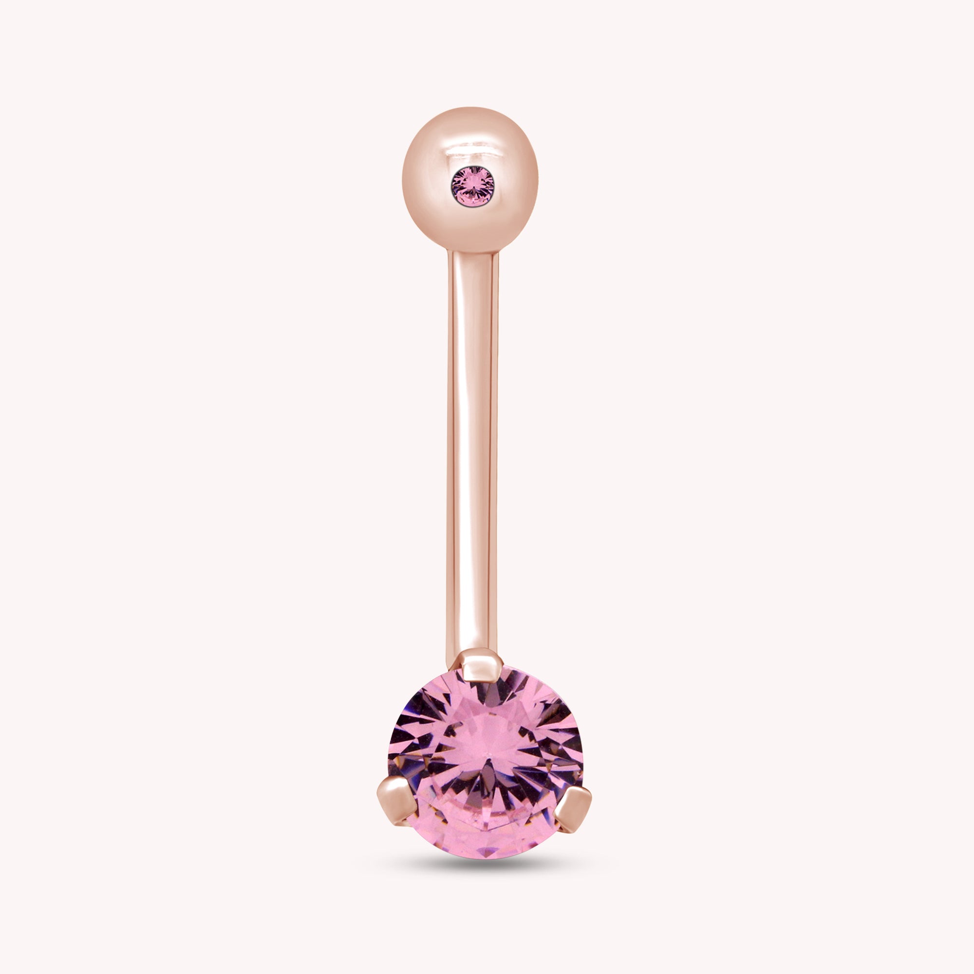 Internally Threaded Belly Button Navel Ring in 14K Gold Over Sterling Silver