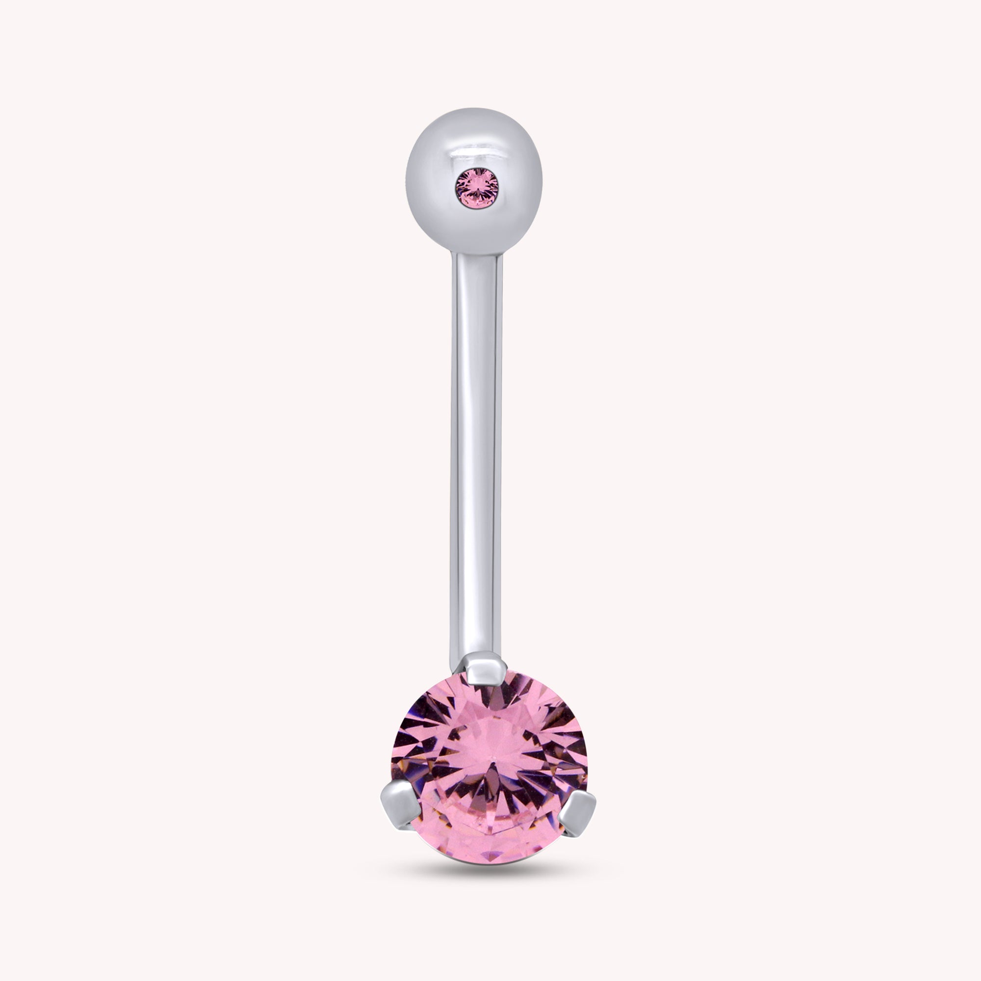 Internally Threaded Belly Button Navel Ring in 14K Gold Over Sterling Silver