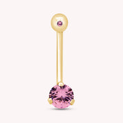Internally Threaded Belly Button Navel Ring in 14K Gold Over Sterling Silver