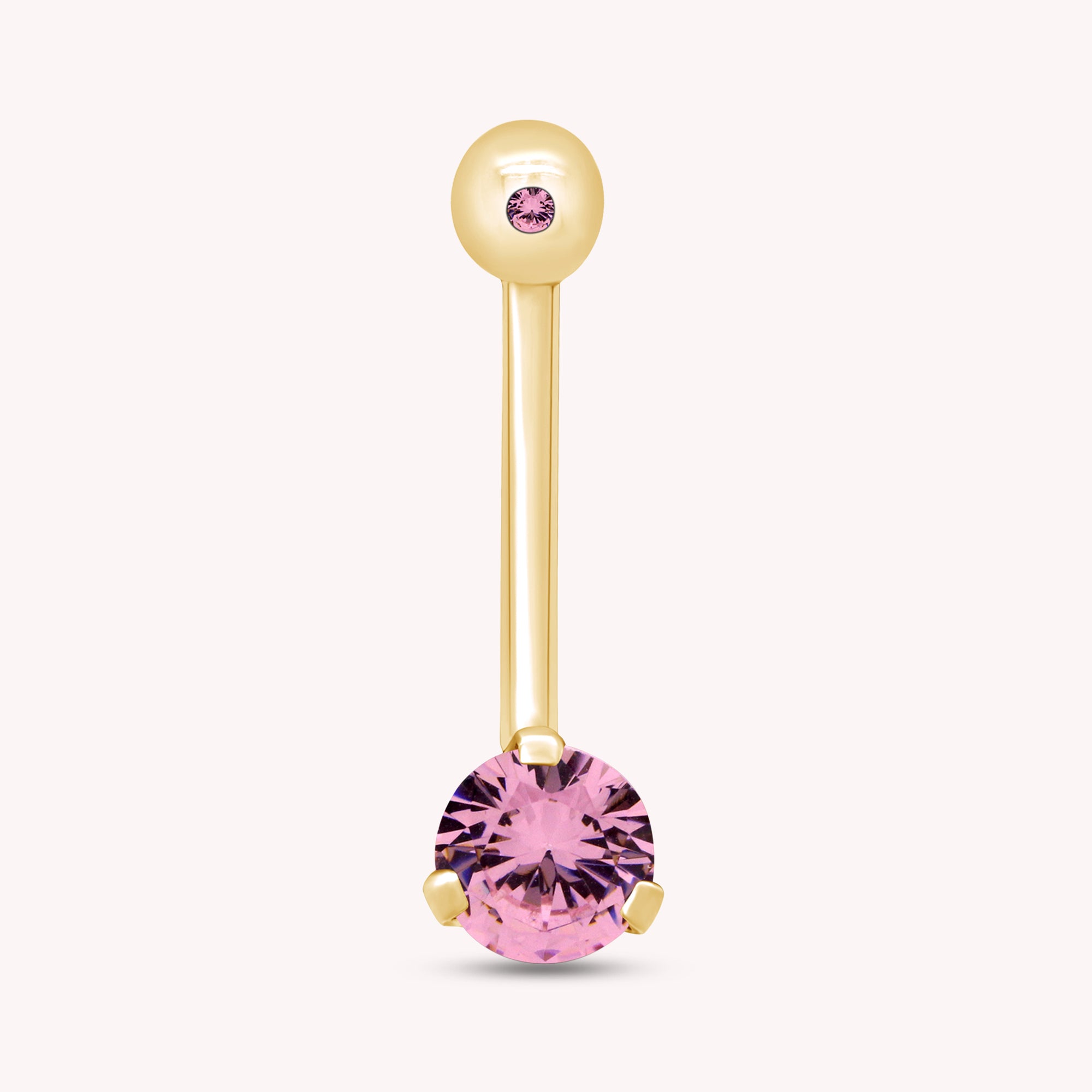 Internally Threaded Belly Button Navel Ring in 14K Gold Over Sterling Silver
