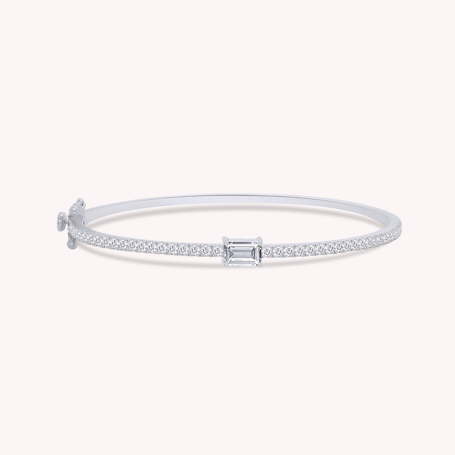 Emerald & Round White Cubic Zirconia Tennis Bangle Bracelet