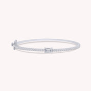 Emerald & Round White Cubic Zirconia Tennis Bangle Bracelet