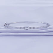 Emerald & Round White Cubic Zirconia Tennis Bangle Bracelet