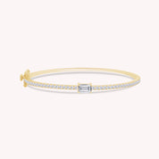 Emerald & Round White Cubic Zirconia Tennis Bangle Bracelet