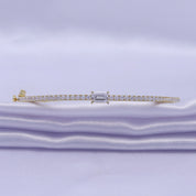 Emerald & Round White Cubic Zirconia Tennis Bangle Bracelet