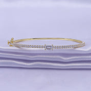 Emerald & Round White Cubic Zirconia Tennis Bangle Bracelet