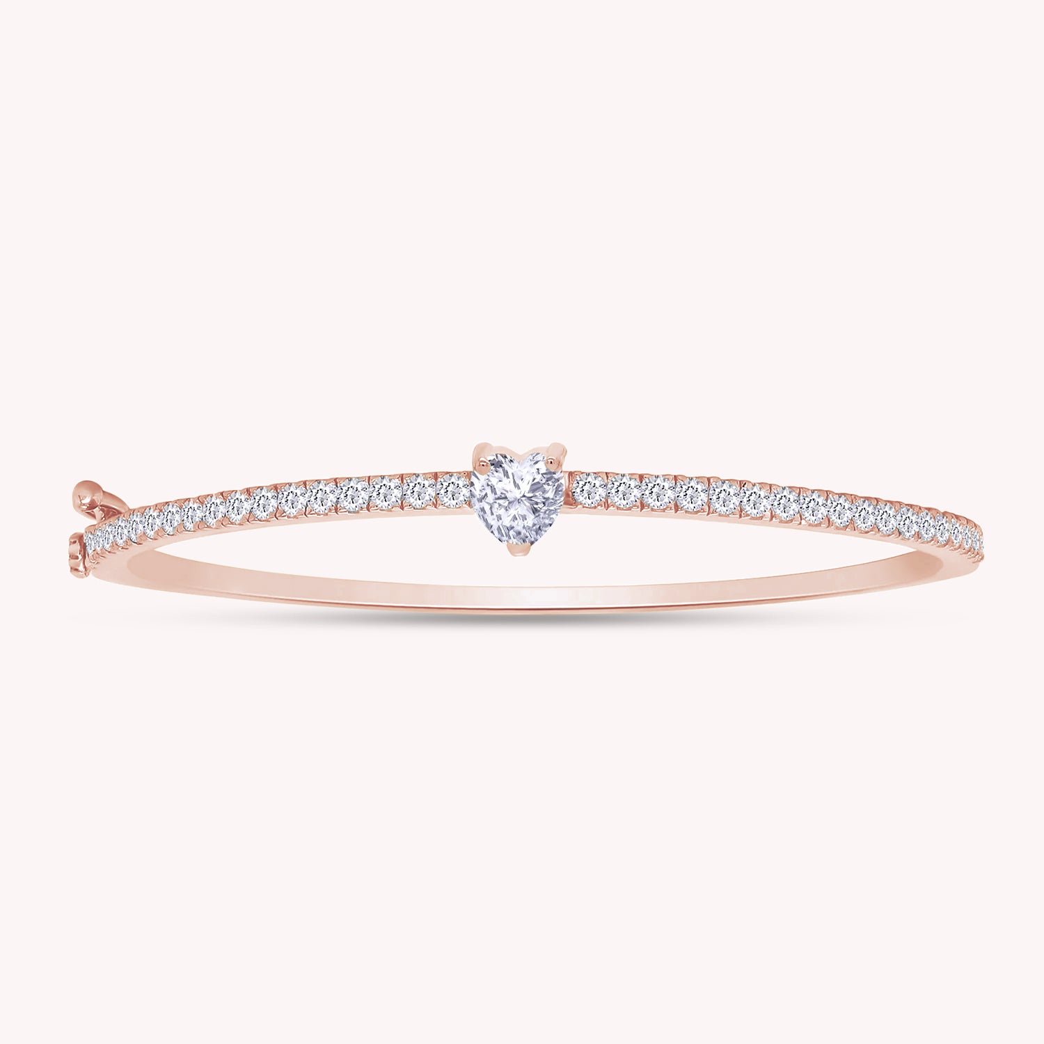 Heart & Round White Cubic Zirconia Tennis Bangle Bracelet