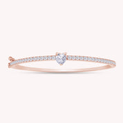 Heart & Round White Cubic Zirconia Tennis Bangle Bracelet