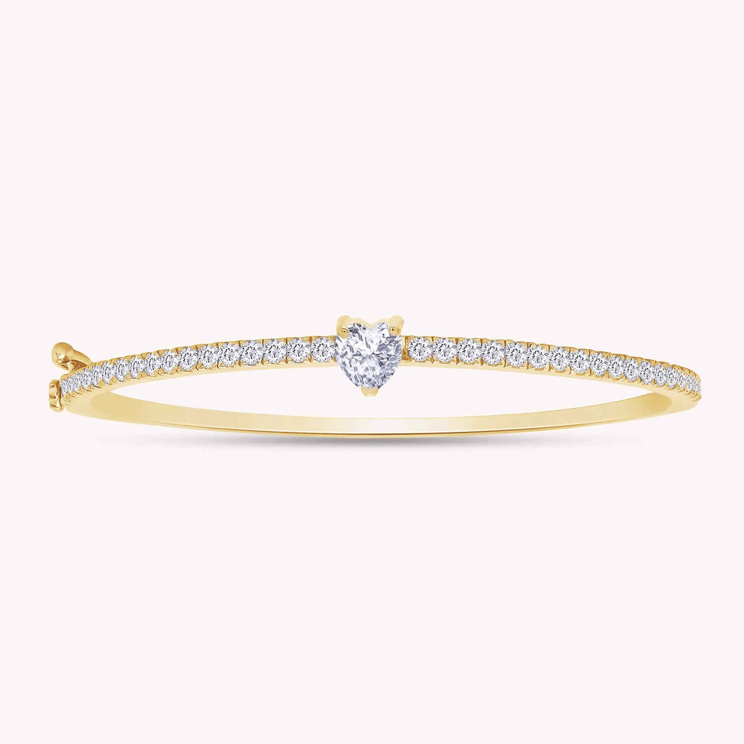 Heart & Round Lab Created Moissanite Tennis Bangle Bracelet