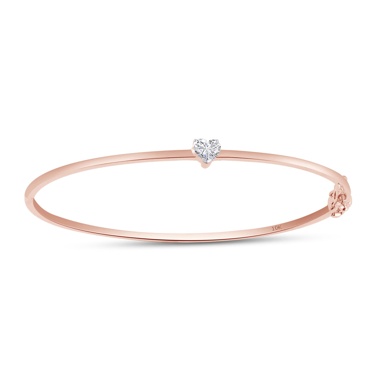 Heart Shape Lab Created Moissanite Solitaire Bangle Bracelet