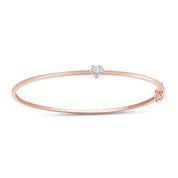 Heart Shape Lab Created Moissanite Solitaire Bangle Bracelet