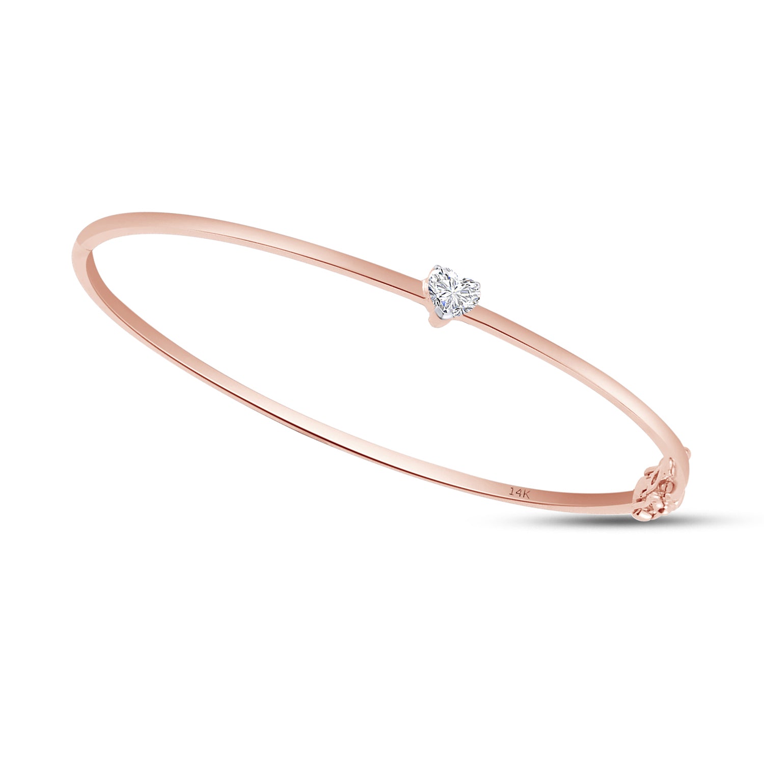 Heart Shape Lab Created Moissanite Solitaire Bangle Bracelet