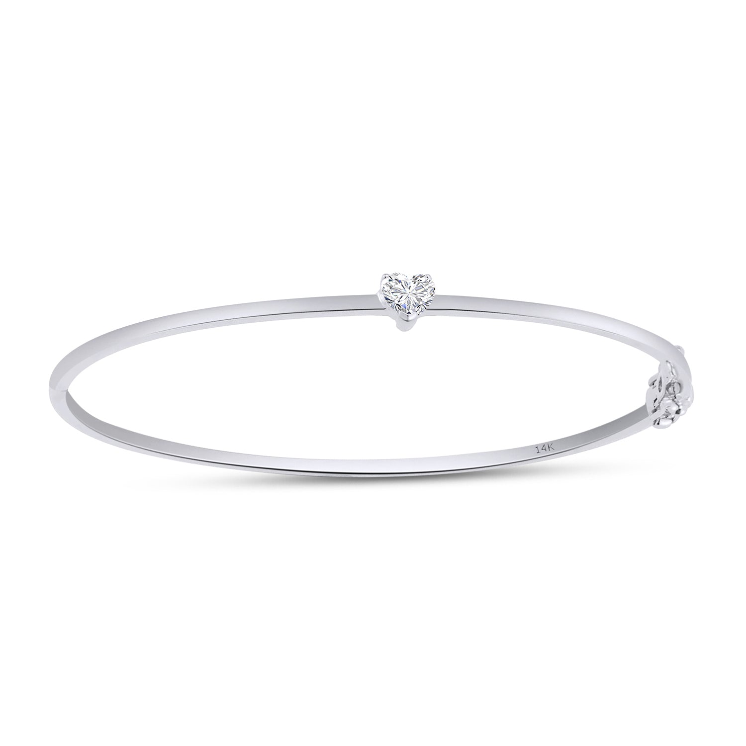 Heart Shape Lab Created Moissanite Solitaire Bangle Bracelet