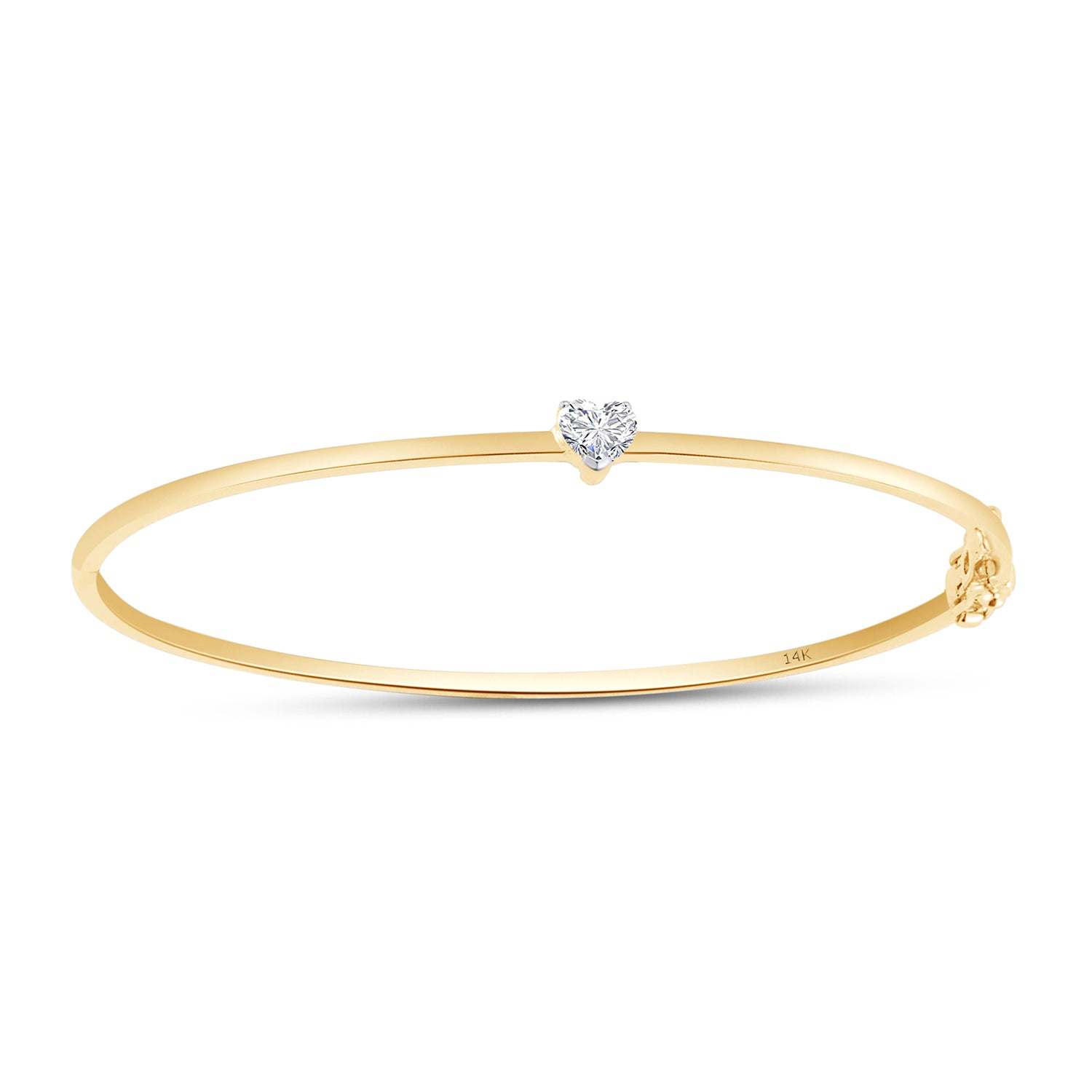Heart Shape Lab Created Moissanite Solitaire Bangle Bracelet