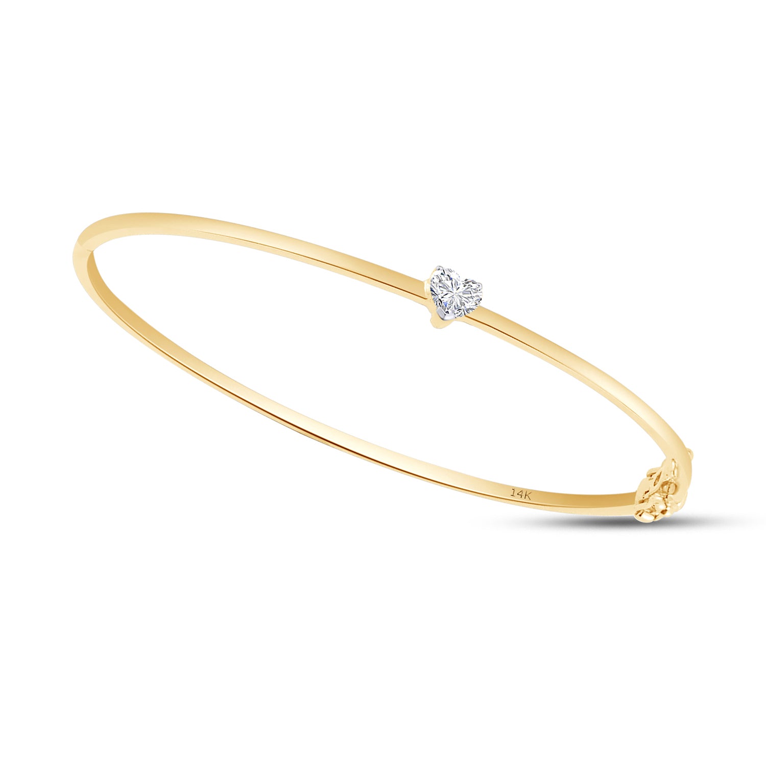 Heart Shape Lab Created Moissanite Solitaire Bangle Bracelet
