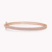 Pave Set 3-Row Cubic Zirconia Bangle Bracelet