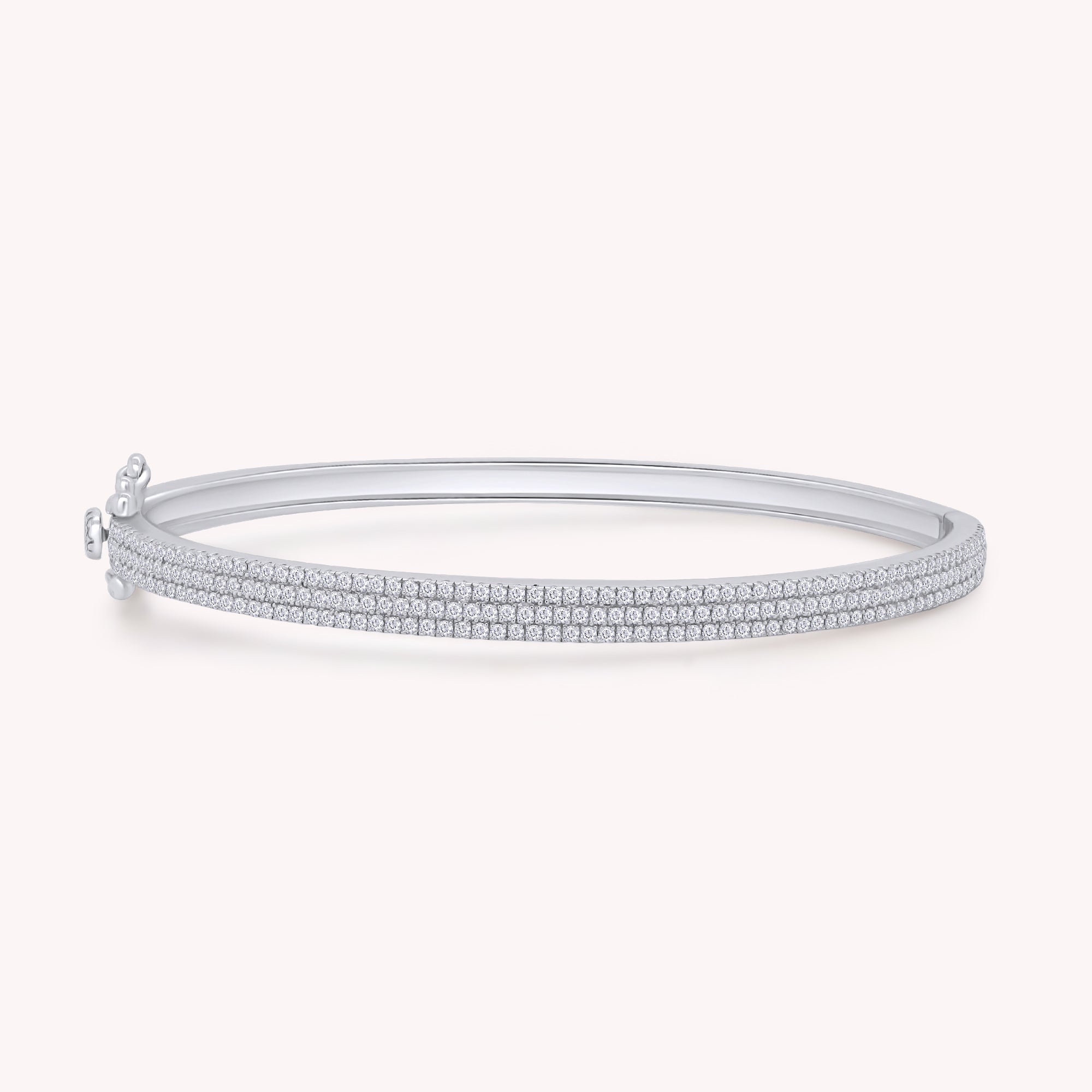 Pave Set 3-Row Cubic Zirconia Bangle Bracelet