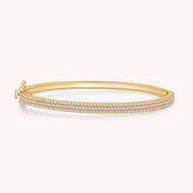 Pave Set 3-Row Cubic Zirconia Bangle Bracelet