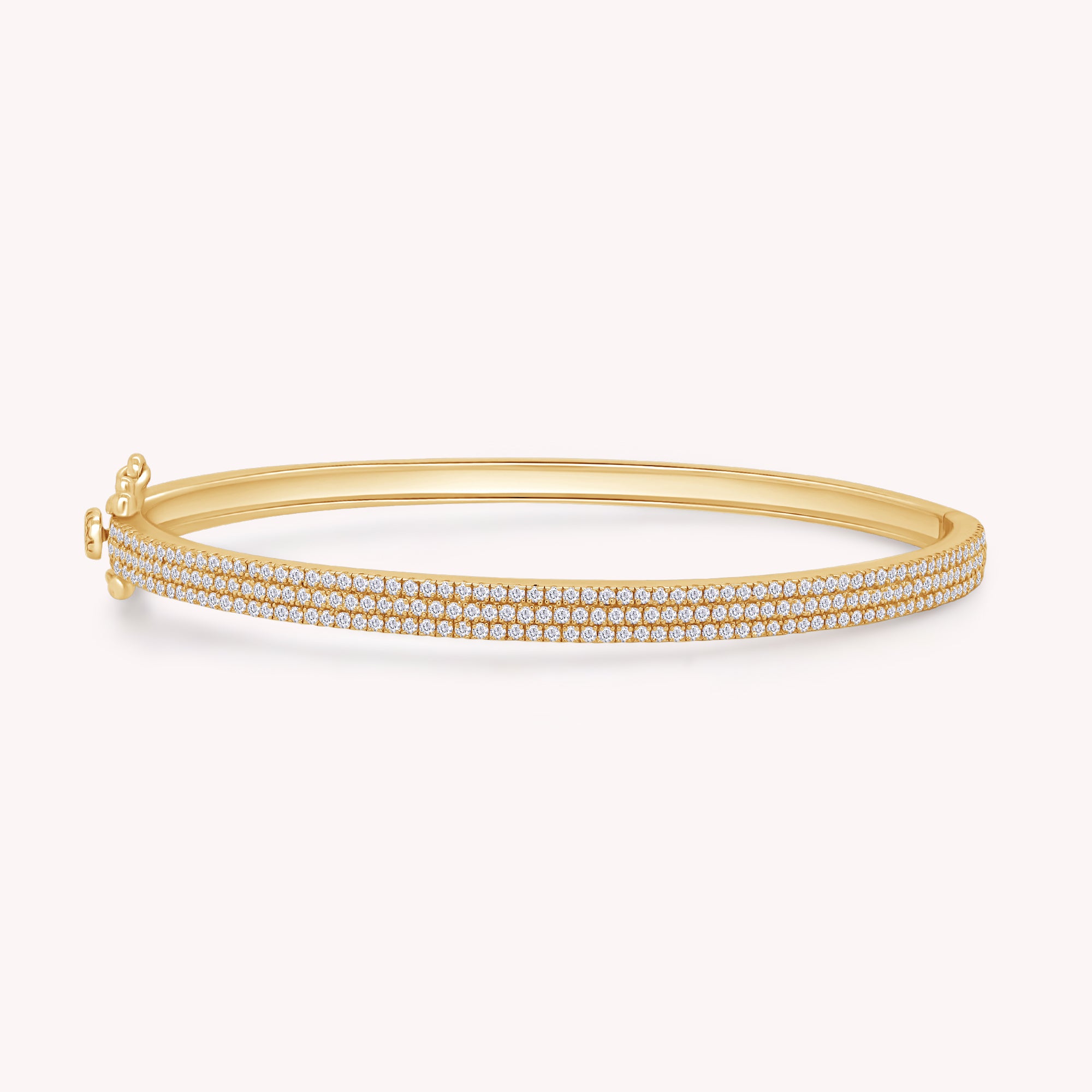 Pave Set 3-Row Cubic Zirconia Bangle Bracelet