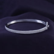 Pave Set 3-Row Cubic Zirconia Bangle Bracelet