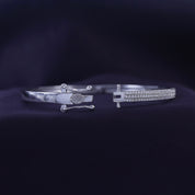Pave Set 3-Row Cubic Zirconia Bangle Bracelet