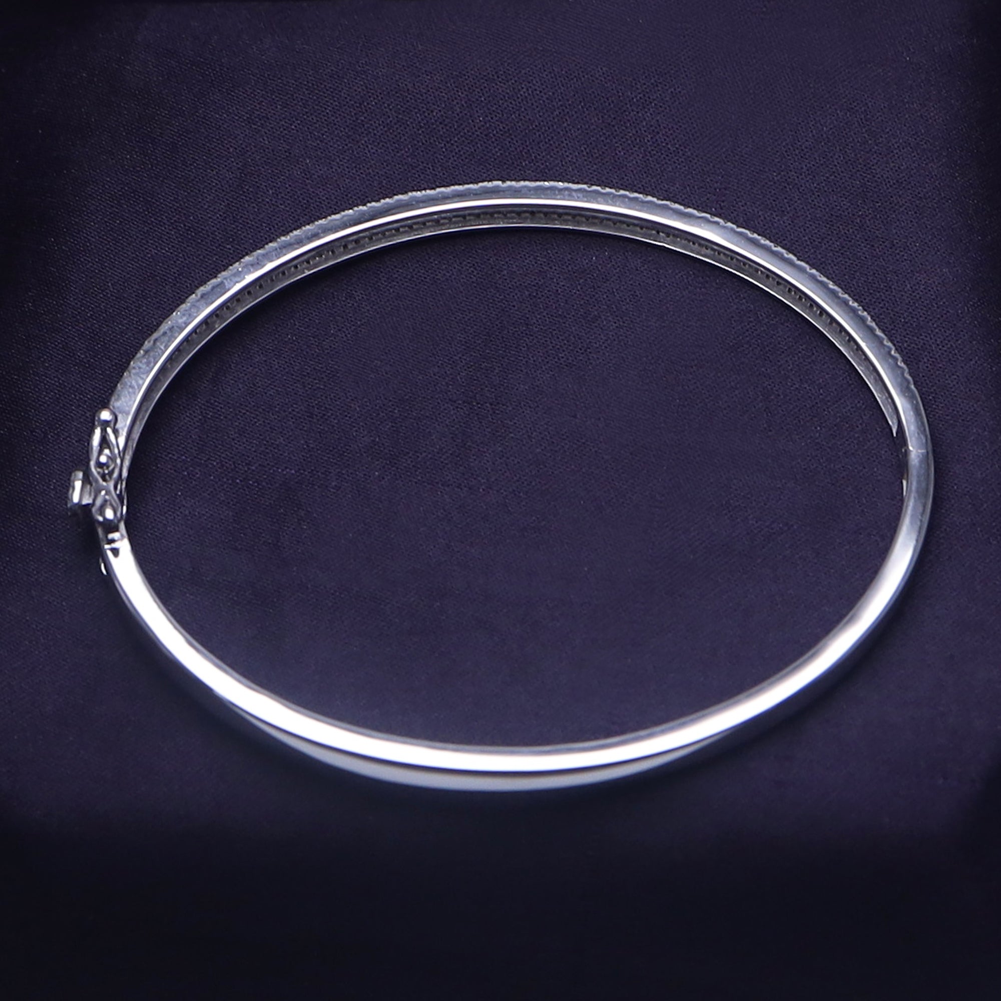 Pave Set 3-Row Cubic Zirconia Bangle Bracelet