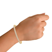 Pave Set 3-Row Cubic Zirconia Bangle Bracelet
