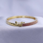 3-Row Pave Set Bangle Bracelet with Simulated Pink Sapphire