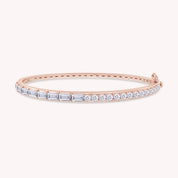 Half And Half Emerald & Round Shape White Cubic Zirconia Bangle Bracelet