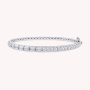 Half And Half Emerald & Round Shape White Cubic Zirconia Bangle Bracelet
