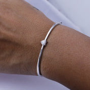 Heart Shape Lab Created Moissanite Solitaire Bangle Bracelet
