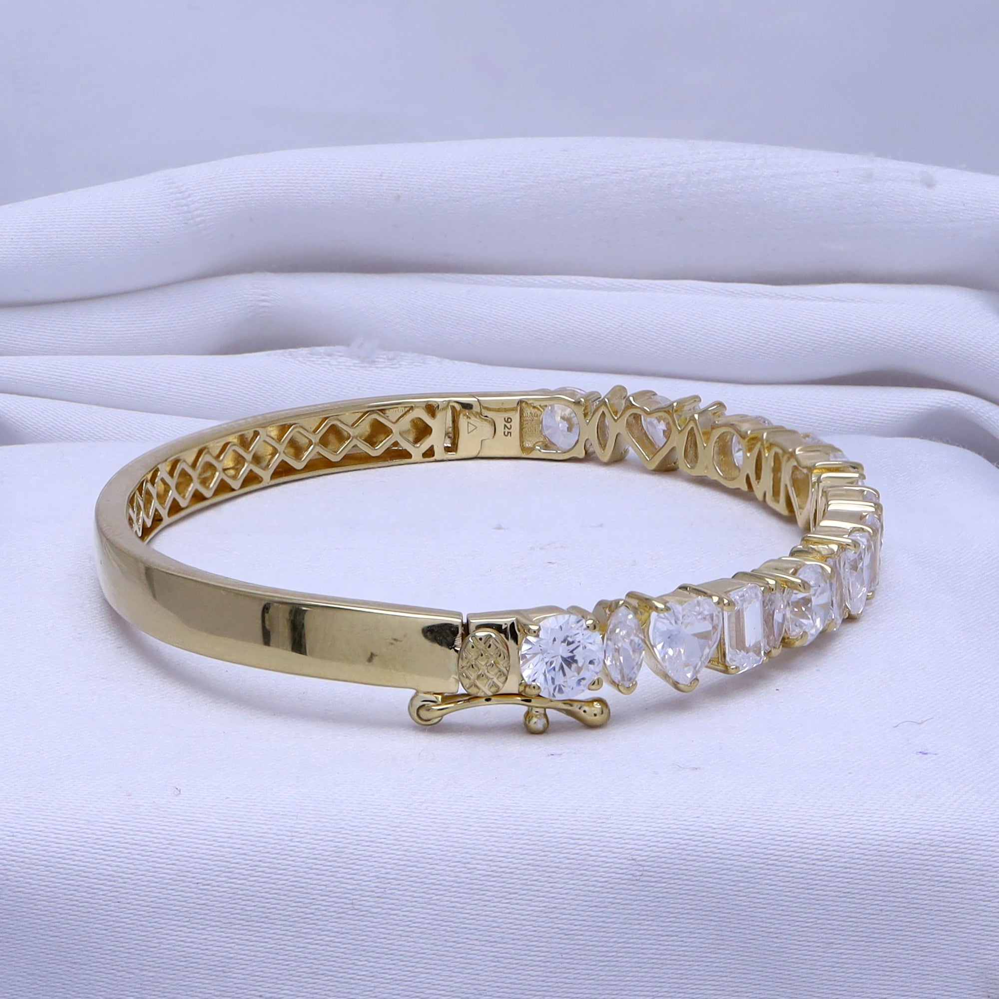 Multi Shape White Cubic Zirconia Bangle Bracelet