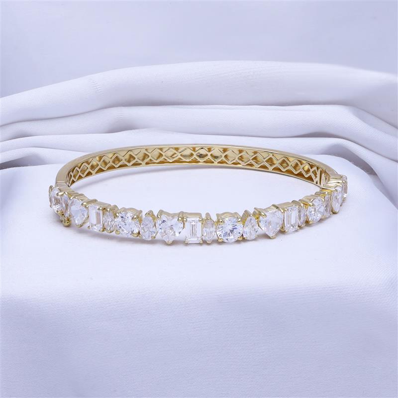 Multi Shape Lab Created Moissanite Bangle Bracelet