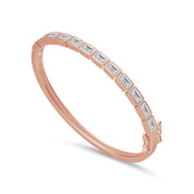 Emerald Shape Lab Created Moissanite Classic Tennis Bangle Bracelet