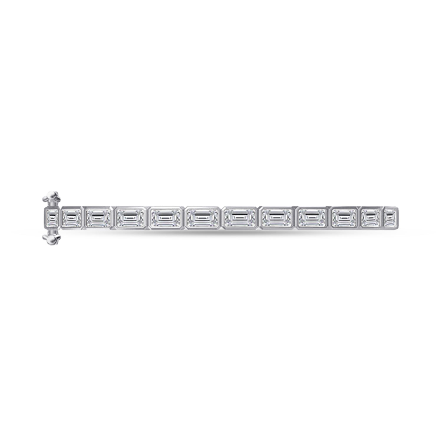 Emerald Shape Lab Created Moissanite Classic Tennis Bangle Bracelet
