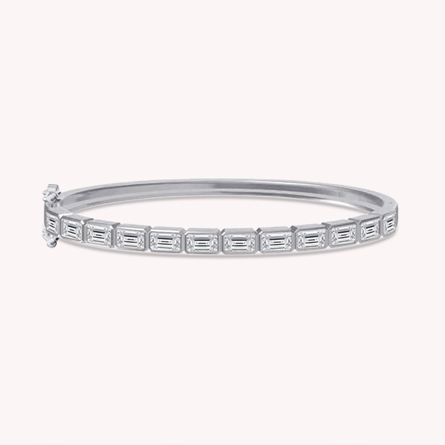 Emerald Shape Lab Created Moissanite Classic Tennis Bangle Bracelet