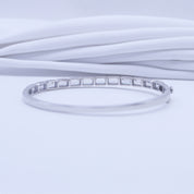 Tennis Bezel Set Classic Bangle Bracelet In White Cubic Zirconia