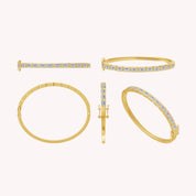 Emerald Shape Lab Created Moissanite Classic Tennis Bangle Bracelet