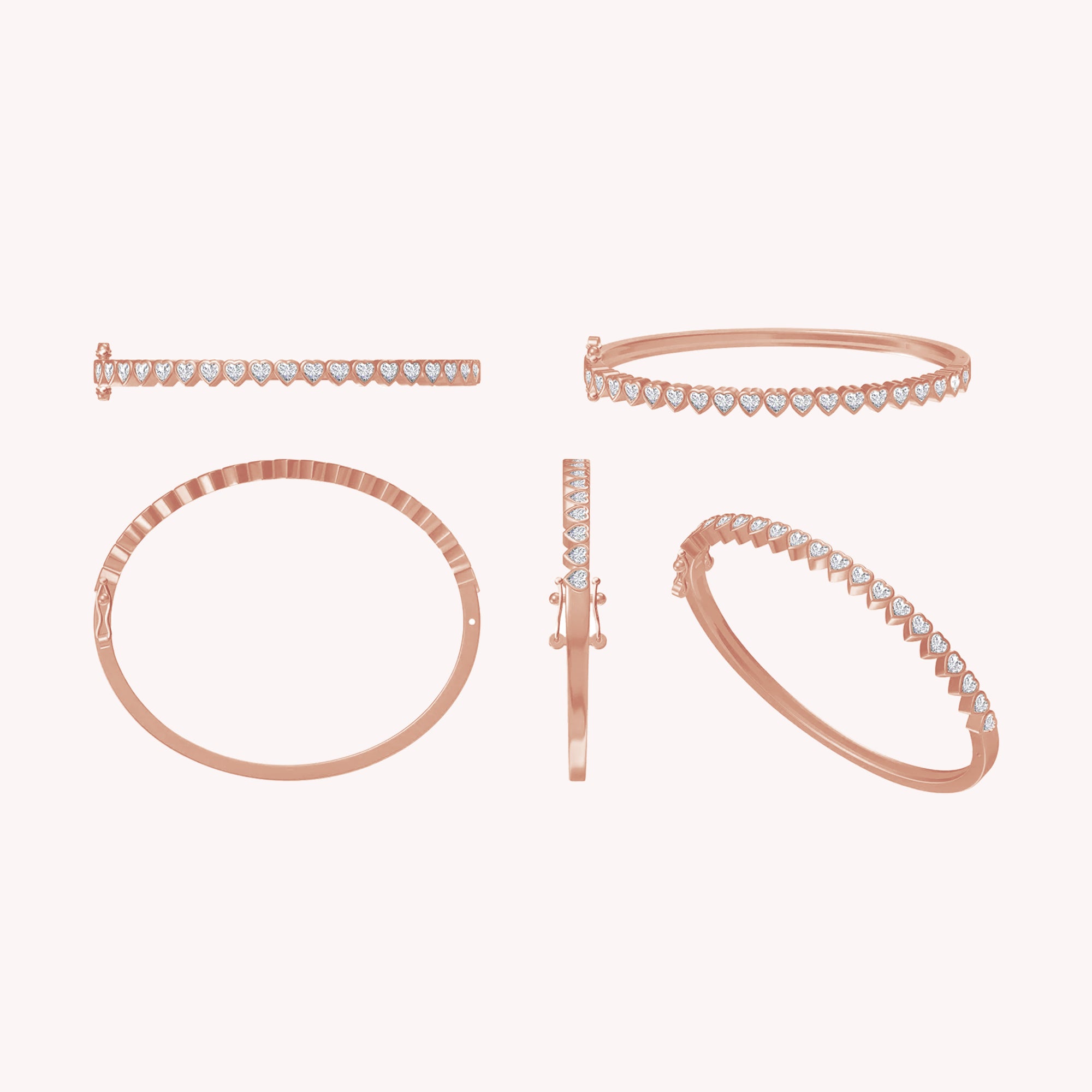 3MM Heart Shape Bangle Bracelet Lab Created Moissanite