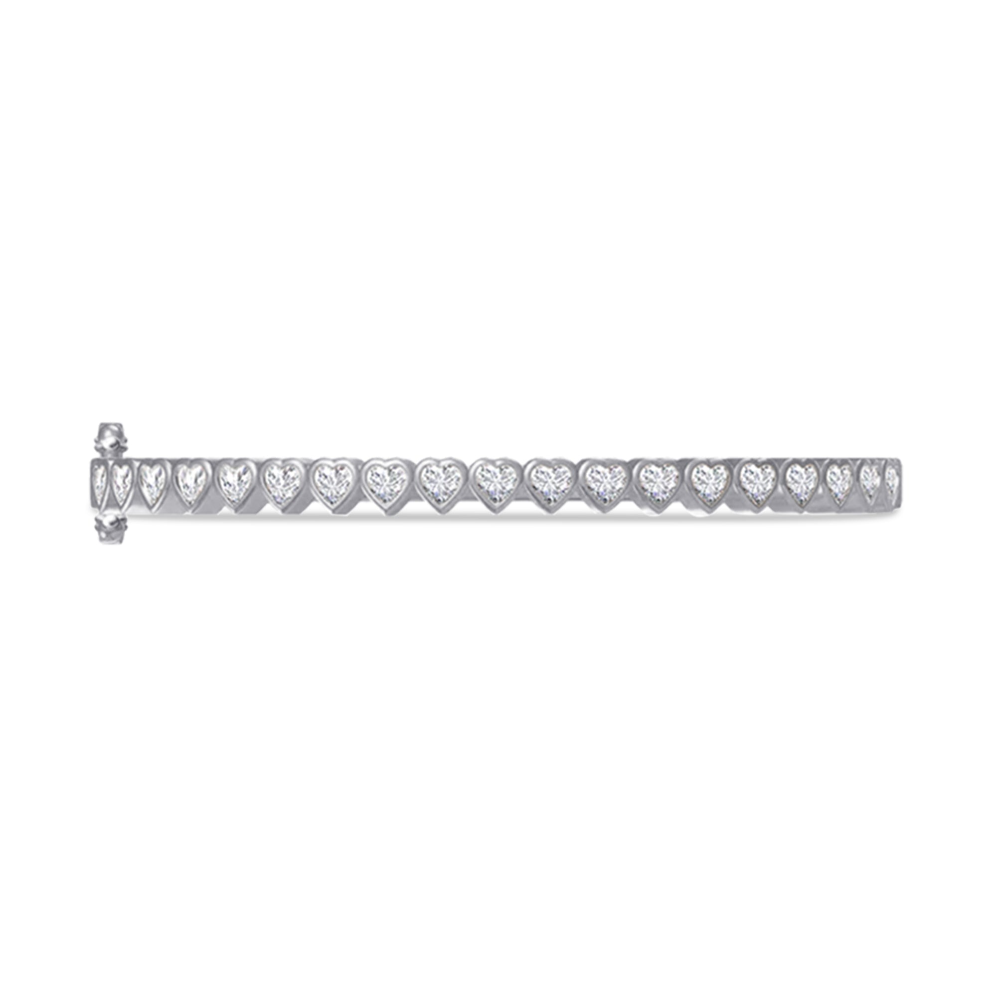 3MM Heart Shape Bangle Bracelet Lab Created Moissanite