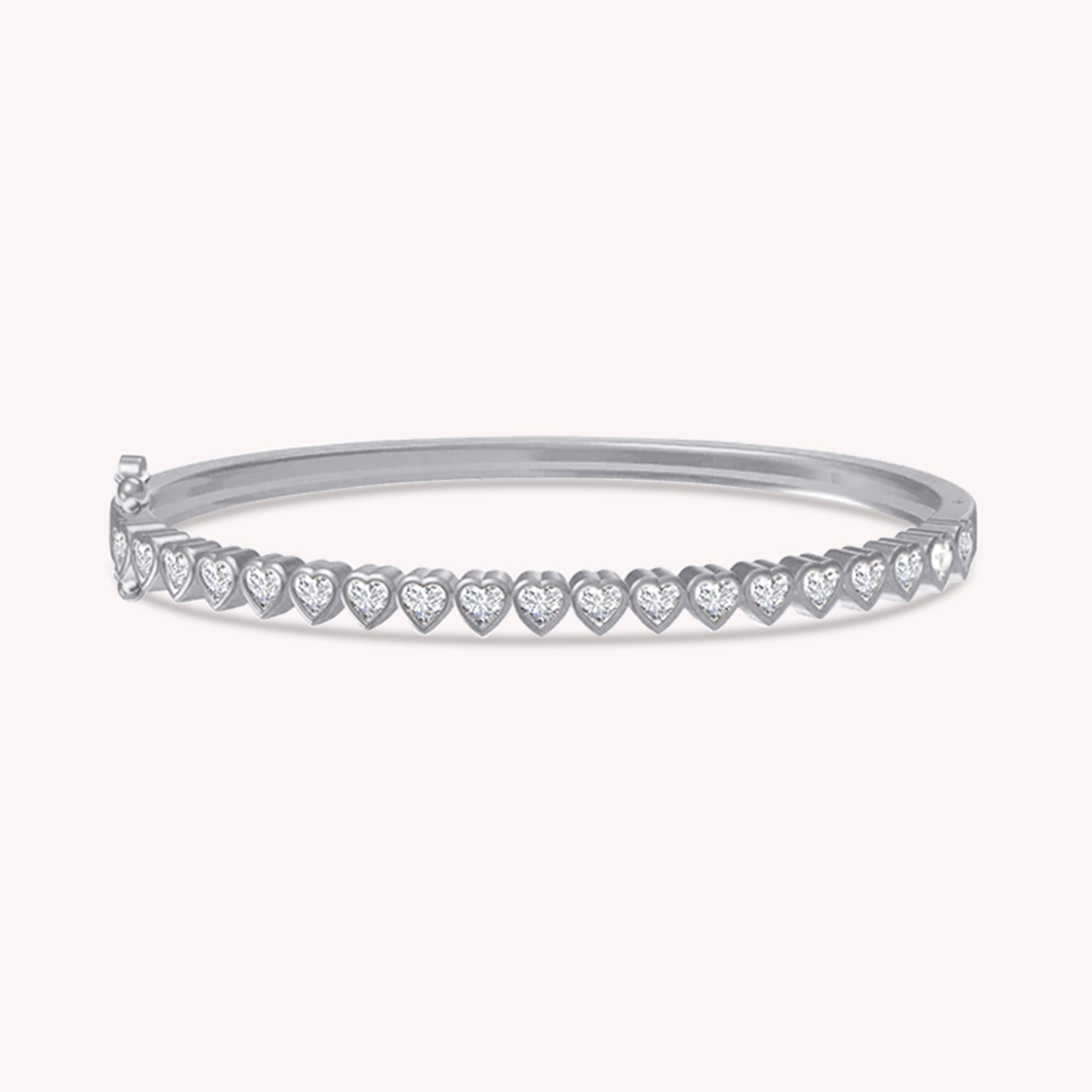 3MM Heart Shape Bangle Bracelet Lab Created Moissanite