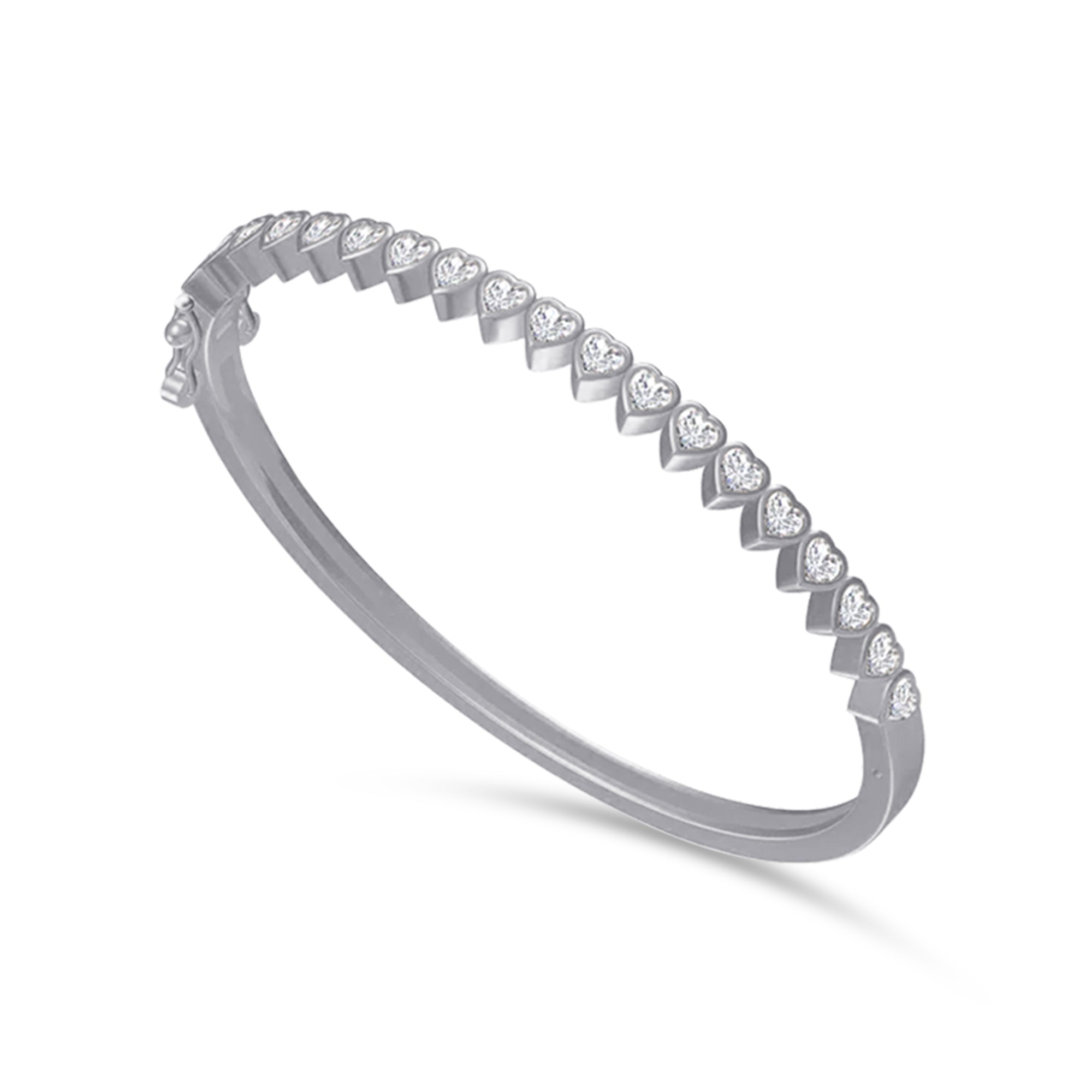 3MM Heart Shape Bangle Bracelet Lab Created Moissanite