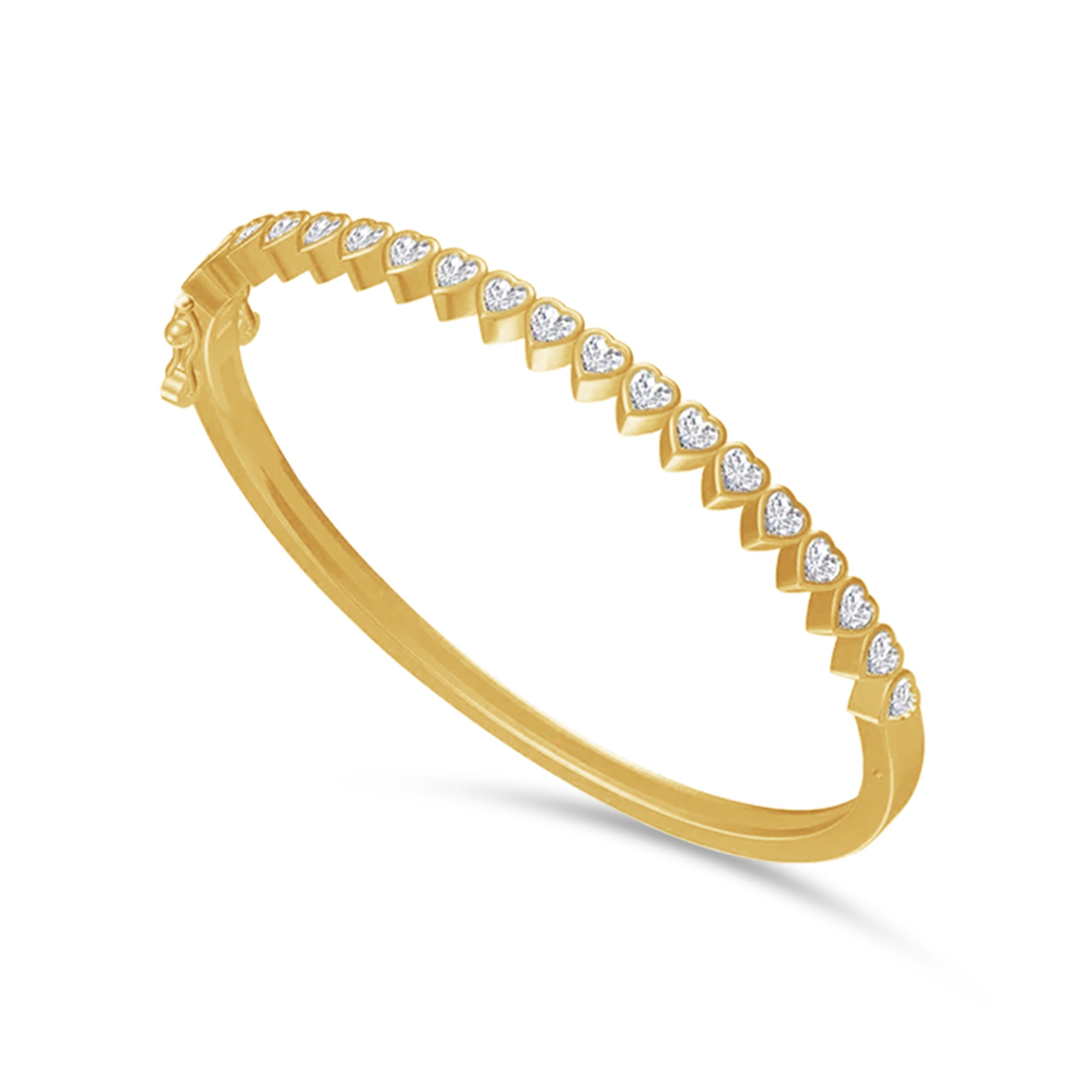 3MM Heart Shape Bangle Bracelet Lab Created Moissanite