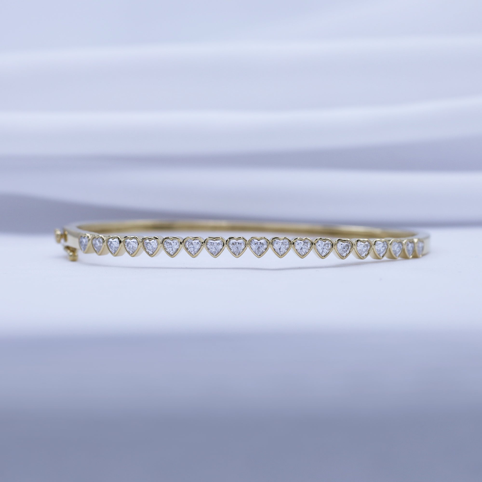 3MM Heart Shape Bangle Bracelet Lab Created Moissanite