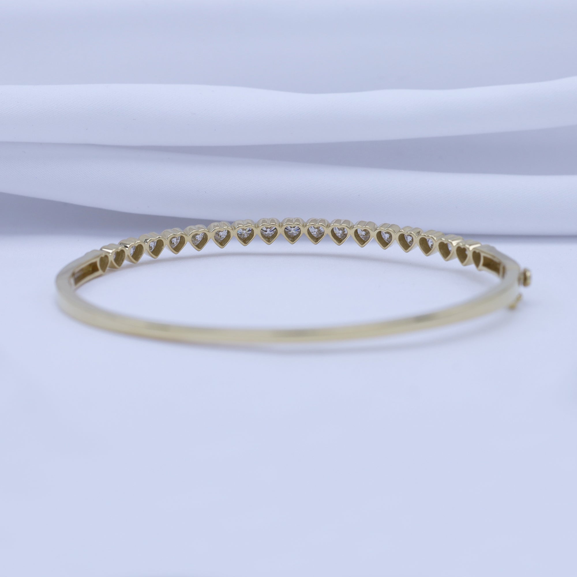 3MM Heart Shape Bangle Bracelet Lab Created Moissanite