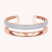 5.00 Cttw Round Lab Created Moiissanite Pave Set Double Domed Open Cuff Bracelet