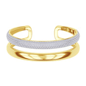 5.00 Cttw Round Lab Created Moiissanite Pave Set Double Domed Open Cuff Bracelet