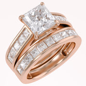 Modern Lab Grown Diamond Ring with 7mm Princess Cut Center Stone
